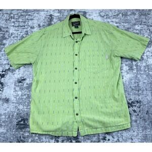 Woolrich Mens Shirt Large Lime Green Cotton Short Sleeve Button Down Casual NWOT